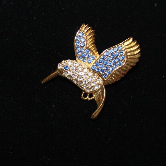 Vintage PS Co 1999 Hummingbird Rhinestone Brooch - Picture 2 of 6